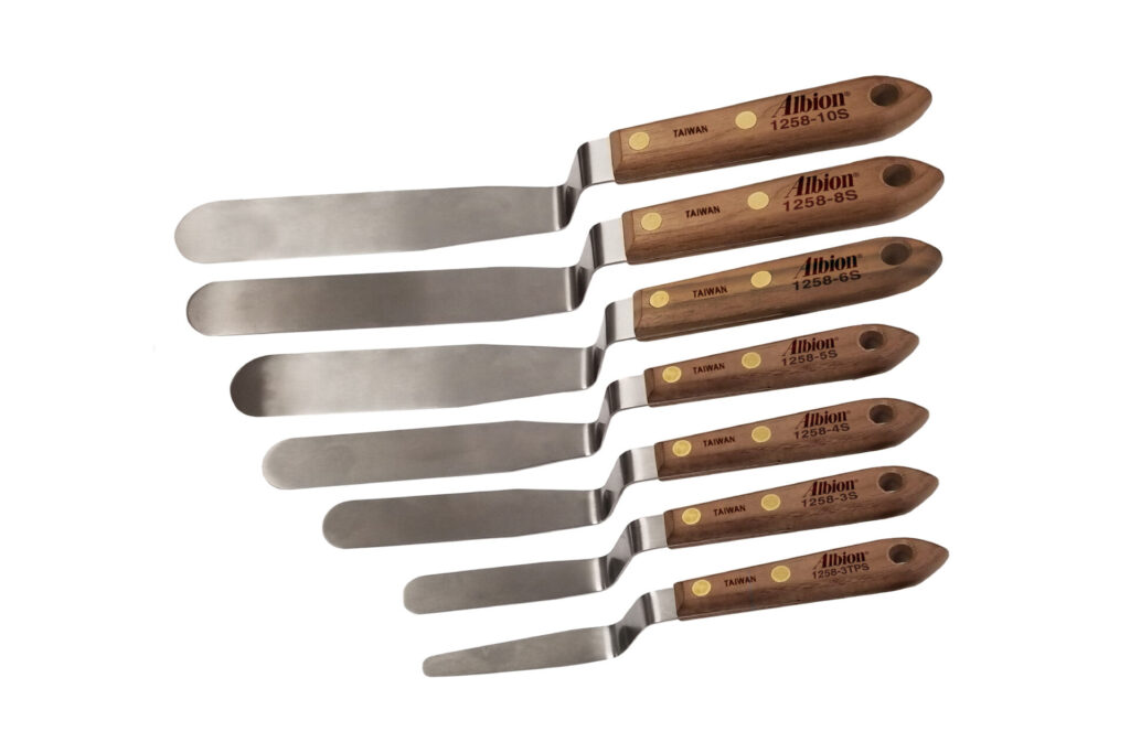 Albion 1258-G01 7 Piece Offset Spatula Set with Classic Hardwood Handles