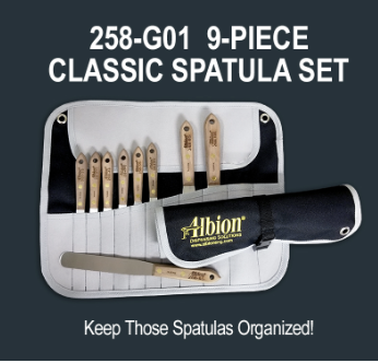 Albion's 258-G01 9-Piece Classic Spatula Set in Tool Wrap