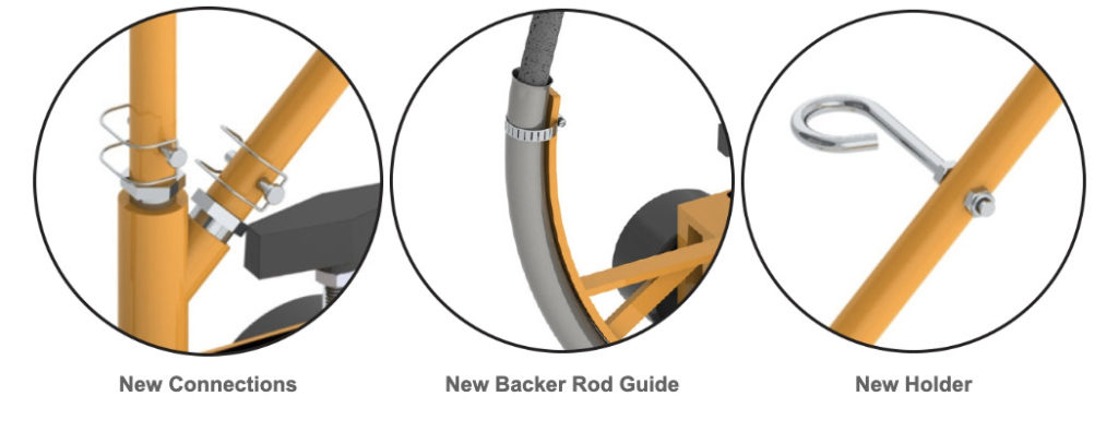 New connections, New backer rod guide and new holder for Albion Backer Rods